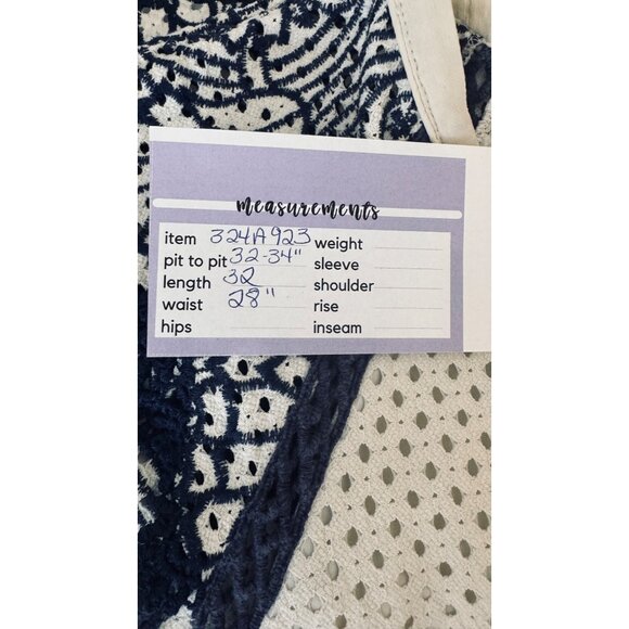 Saylor Ivory & Navy M Lace Embroidered Romper Open Back & Ribbon Tie Detail - Picture 10 of 15